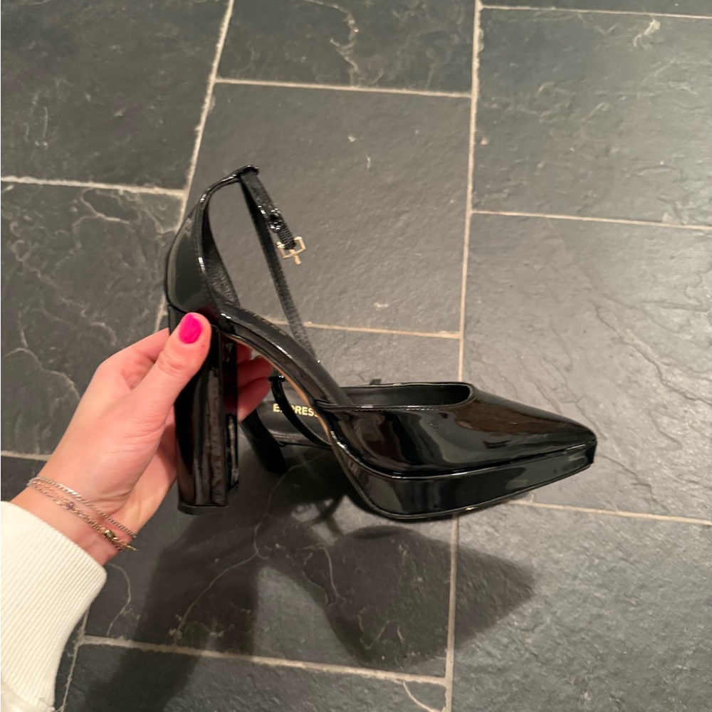 Express black Patent Leather Women's block Heels size 8